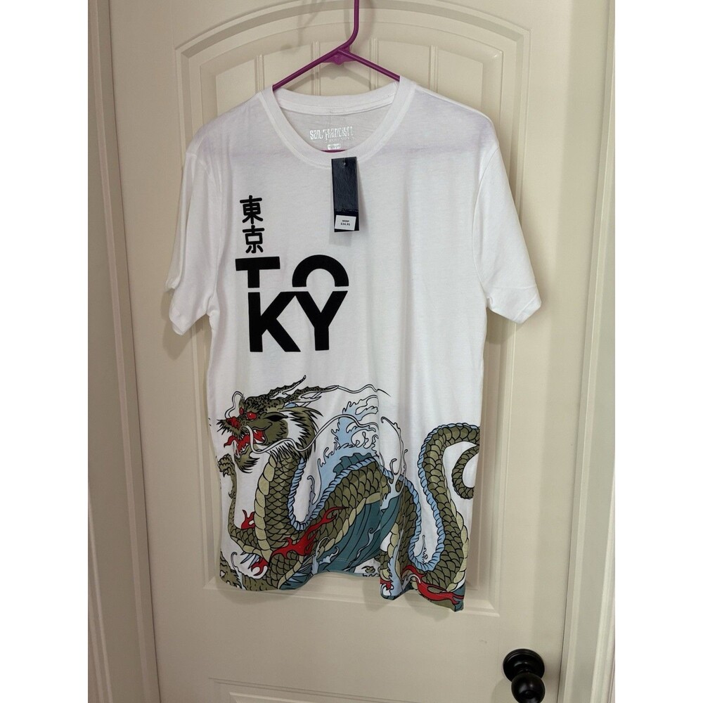 NWT San Francisco Work Shirt Men’s Graphic Wrap Around Tee Heavenly Dragon M